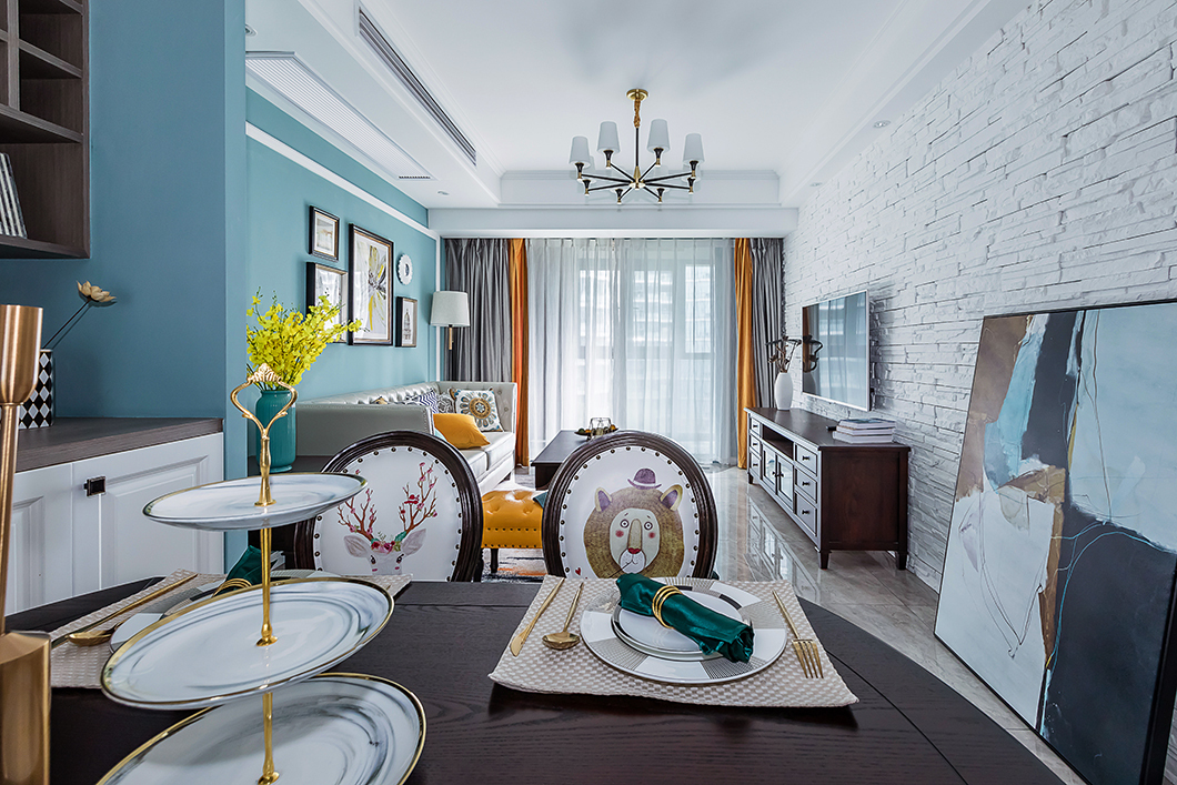 杭州学院府89方三室两厅美式设计案例